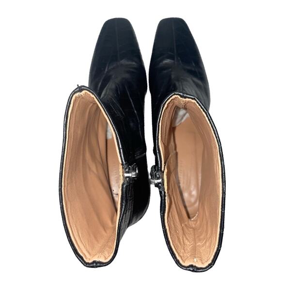 ARKET Black Embossed Croco Pattern Square Toe Ankle Boots Size: EU 40 /US 8.5 - Picture 9 of 10